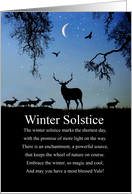 Winter Solstice Yule Blessings Ravens Elk Crescent Moon and Oak Trees card