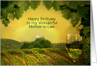 Wine and Vineyard Happy Birthday Mother in Law Vintage Custom Cover card