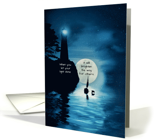 Encouragement Sailboat Lighthouse Dolphin Big Moon on the... (1678816)