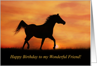 Birthday for Friend Southwestern Horse and Sunset card