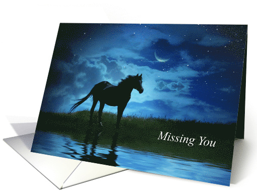 Missing You Horse Crescent Moon Stars card (1679904)