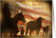 July 4th Patriotic Distressed Cowboy American Flag God Bless America card