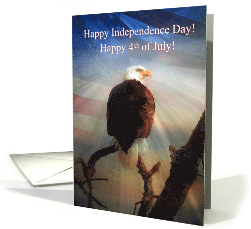 July 4th Patriotic Bald Eagle and American Flag Independence Day card