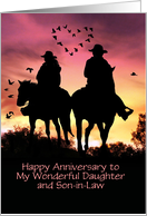 Anniversary for Wonderful Daughter and Son in Law Horses Customizable card