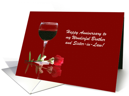 Happy Anniversary Brother and Sister in Law Custom Wine and Rose card