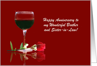 Happy Anniversary Brother and Sister in Law Custom Wine and Rose card