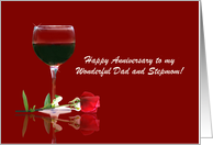 Happy Anniversary Dad Father and Stepmom Custom Cover Wine card