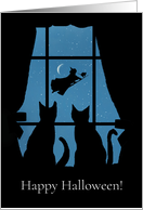 Happy Halloween from Our House to Yours Two Cats in Window With Witch card