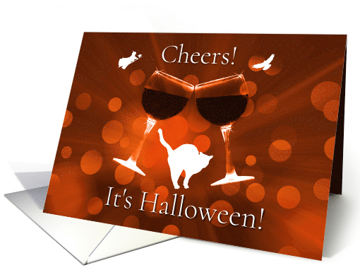 Happy Halloween Cheers Toasting Wine Glasses Humorous card (1686612)