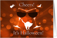 Happy Halloween Cheers Toasting Wine Glasses Humorous card