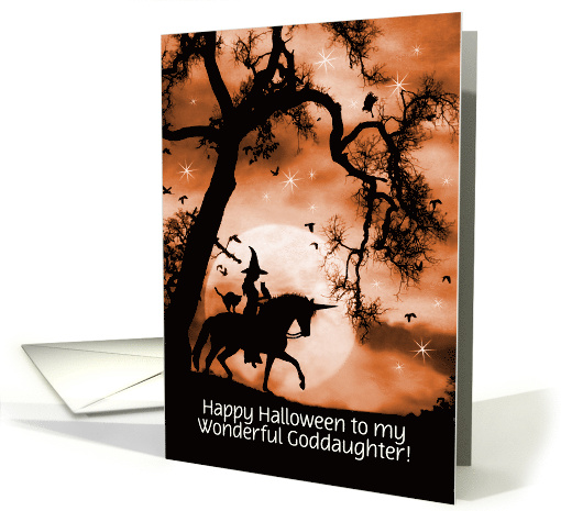 Halloween Witch and Unicorn for Goddaughter Custom Cover card
