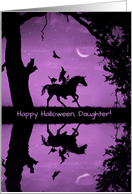 Happy Halloween Daughter Cute Witch Unicorn Cat and Ravens card