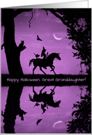 Halloween for Great Granddaughter Darling Witch and Unicorn Fantasy card