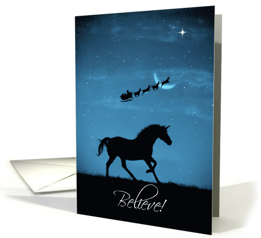 Unicorn Santa and Sleigh Fantasy Mythical Believe Happy... (1687346)