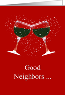 Neighbor Birthday Funny Toasting Wine Glasses card