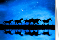 Winter Solstice Blessings with Galloping Horses Water Crescent Moon card
