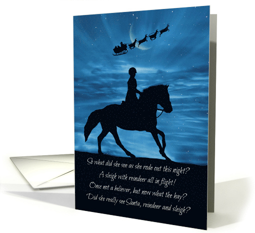 Merry Christmas Santa Sleigh Horse and Equestrian Moon and Stars card