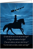 Merry Christmas Santa Sleigh Horse and Equestrian Moon and Stars card