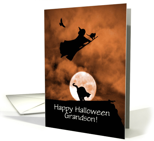 Halloween Grandson Witch and Black Cats Cute Custom card (1693860)