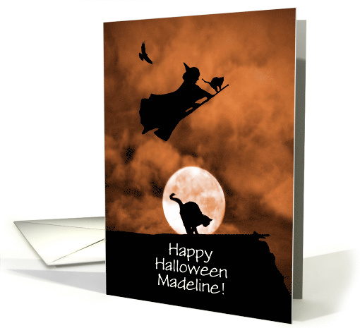 Halloween Custom Name Witch and Cats Cute card (1693862)