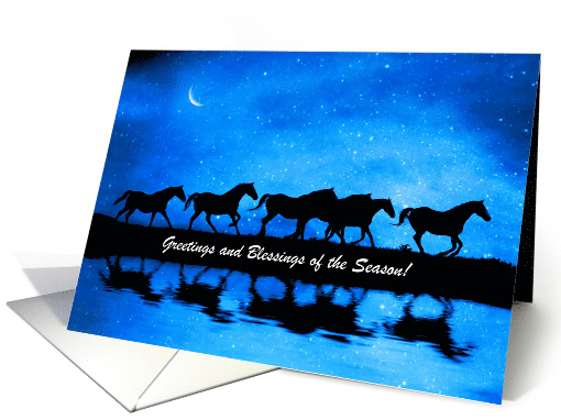 Season's Greetings Horses and Winter Sky Moon Custom card (1700204)