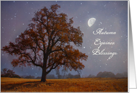 Autumn Equinox Mabon Blessings Fall Oak Tree and Moon Customizable card