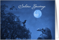 Winter Solstice Ravens and Moon Long Night Sky Customizeable card