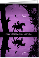 Halloween Custom Name Witch Unicorn Cat Raven Owl Cute and Fun card