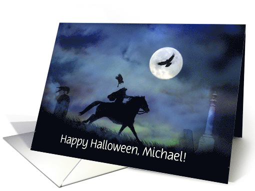 Halloween Custom Name Scary Headless Horseman Cemetery Spooky card