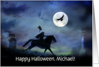 Halloween Custom Name Scary Headless Horseman Cemetery Spooky card
