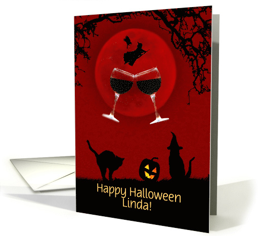 Halloween Wine Themed Custom Name Funny Wine Humor card (1703902)