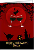 Halloween Wine Themed Custom Name Funny Wine Humor card