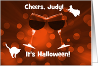 Custom Name Wine Halloween Toasting Wine Glasses Funny Cheers card