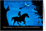 Great Granddaughter Horse Rider and Santa Custom Front card