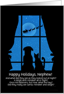 Nephew Christmas Holiday Custom Text Fun with Dog and Cat Santa card