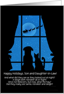 Son and Daughter In Law Cute Happy Holidays Custom Text Christmas card
