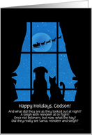 Godson Holiday Christmas Custom Front Text Cute Dog Cat Santa Poem card