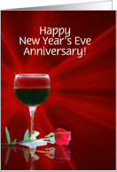 New Year’s Eve Anniversary With Wine and Rose Custom Text Front card