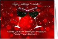 Co Worker Funny Happy Holidays Wine Themed Custom Text Cover card