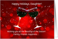 Daughter Happy Holidays Funny Wine Customizable Text on Front card