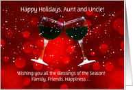 Aunt and Uncle Wine Happy Holidays Custom Text on Cover card