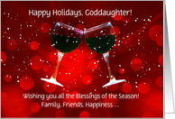 Goddaughter Funny Wine Themed Custom Front Happy Holidays card