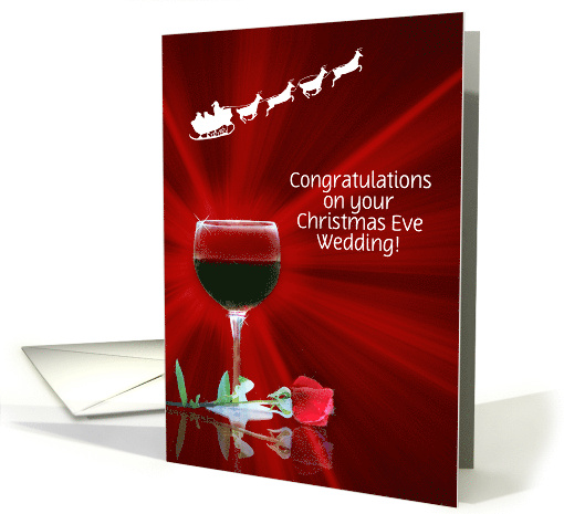 Christmas Eve Wedding Congratulations Custom Front Wine and Santa card