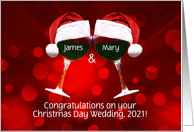 Christmas Wedding Custom Names Date Toasting Wine Congratulations card
