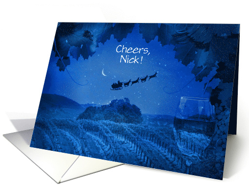 Happy Holidays Wine Vineyard Cheers Custom Name card (1708040)