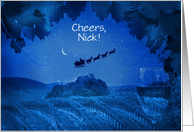 Happy Holidays Wine Vineyard Cheers Custom Name card