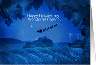 Happy Holidays Wine Vineyard Cheers For Friend Custom Text on Front card
