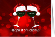 Happy Holidays Custom Salute Cheers Fun Toasting Wine Glasses card