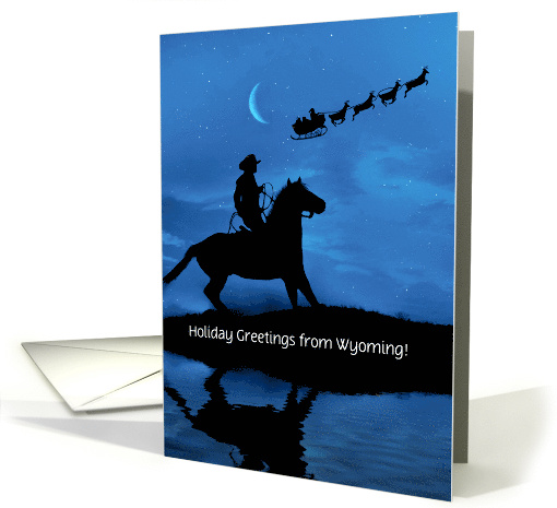 Wyoming Happy Holidays Cowboy and Santa Custom Front card (1710576)