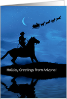 Arizona Happy Holidays Cowboy and Santa Custom Front card